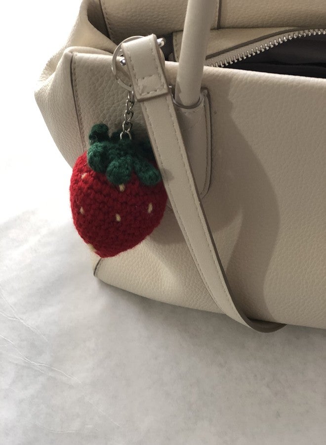 Znet3D Crochet Plush Keychain Accessory - Strawberry - Handmade Keychain Amigurumi - Image 2